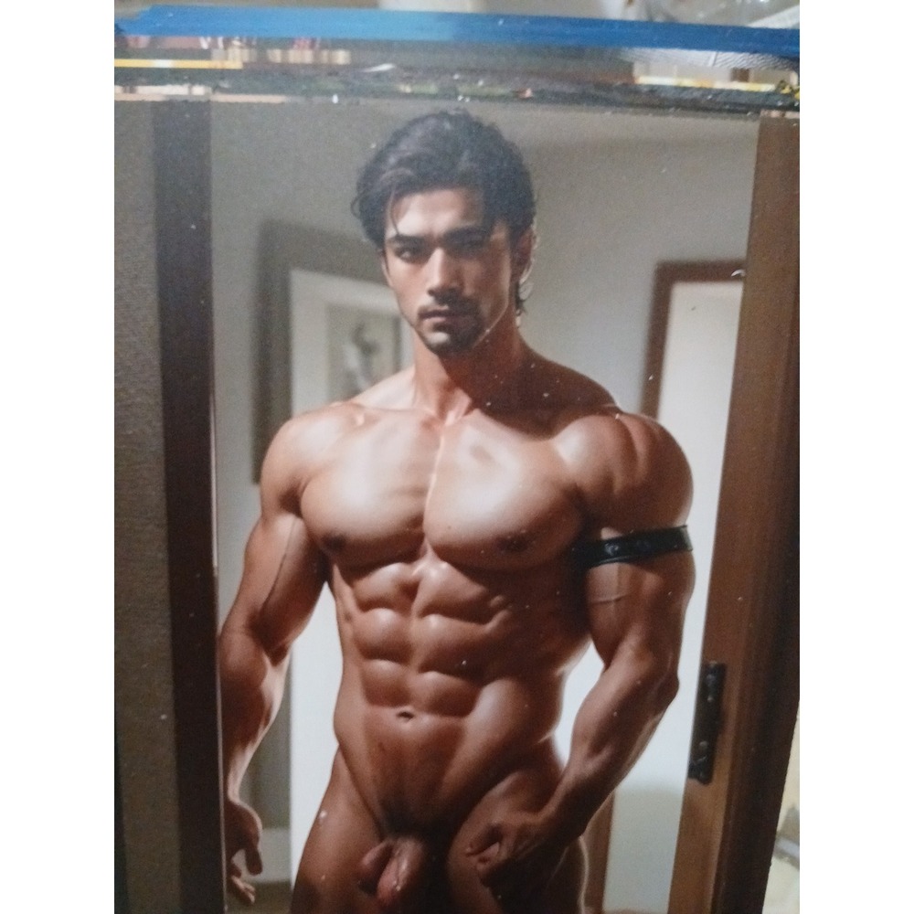 Male Nude Art Print,‎ Bodybuilder, Muscle, Male Form, Man, metal 8x12 Decor
